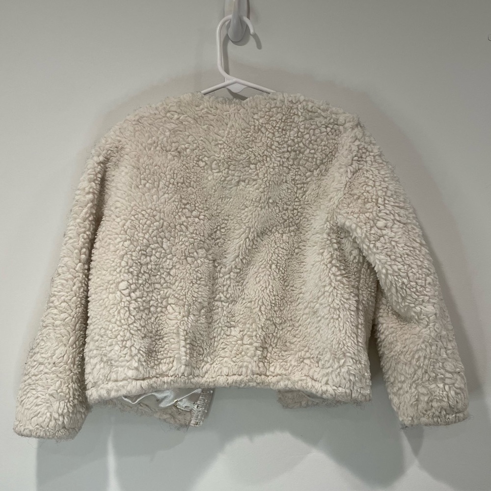 KIDS: Tommy Hilfiger Cream Faux Fur Teddy Jacket - Picture 4 of 7